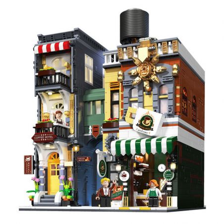 ZHEGAO DZ6113 6113 non  KHÁCH SẠN CÀ PHÊ bộ đồ chơi xếp lắp ráp ghép mô hình Modular Buildings COFFEE HOTEL Mô Hình Nhà Cửa 3036 khối