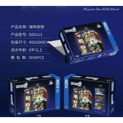 ZHEGAO DZ6113 6113 non  KHÁCH SẠN CÀ PHÊ bộ đồ chơi xếp lắp ráp ghép mô hình Modular Buildings COFFEE HOTEL Mô Hình Nhà Cửa 3036 khối