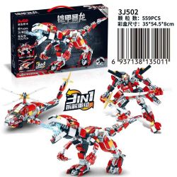 JUGO 3J502 non  KHỦNG LONG BẠO CHÚA ÁO GIÁP bộ đồ chơi xếp lắp ráp ghép mô hình Creator 3 In 1 Sáng Tạo Với 3 Mẫu 559 khối