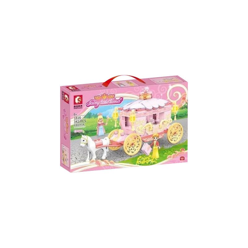 SEMBO 1816 non  CỖ XE DIỄU HÀNH LÃNG MẠN bộ đồ chơi xếp lắp ráp ghép mô hình FAIRY TALE LAND 342 khối
