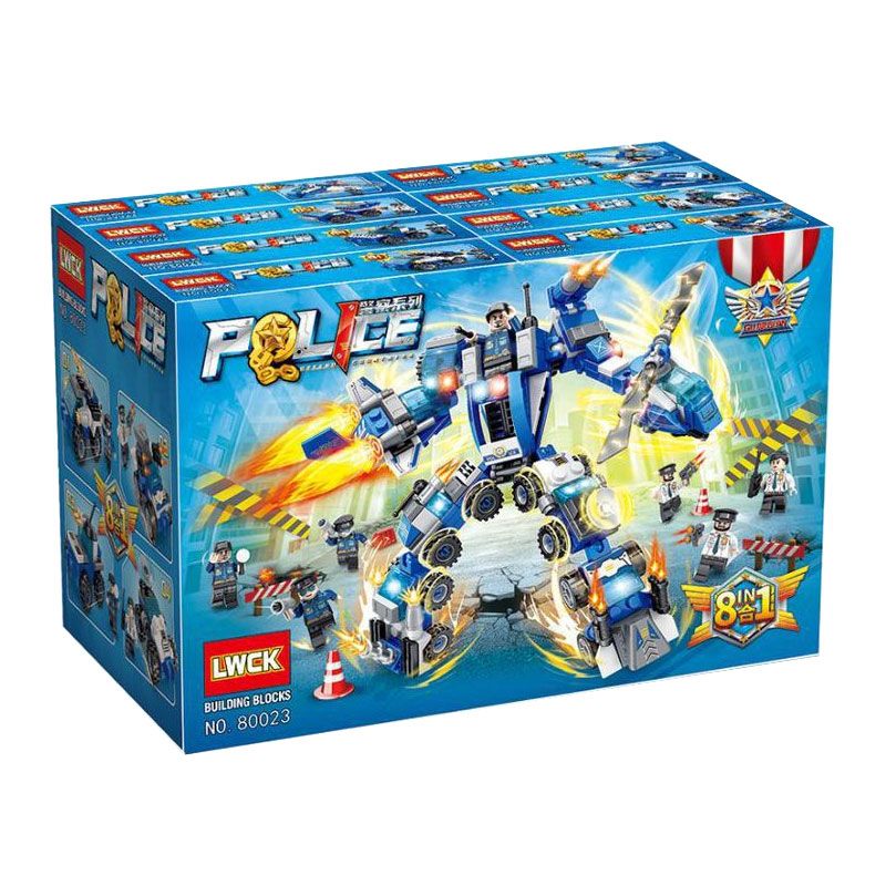 LWCK 80023 non  TẢI LẠI SUPER POLICE MECH 8 KẾT HỢP bộ đồ chơi xếp lắp ráp ghép mô hình Cảnh Sát 432 khối