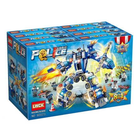 LWCK 80023 non  TẢI LẠI SUPER POLICE MECH 8 KẾT HỢP bộ đồ chơi xếp lắp ráp ghép mô hình Cảnh Sát 432 khối