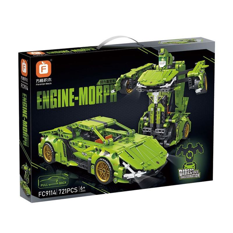 FORANGE FC9114 9114 non  MÀU XANH LÁ CÂY LÙI XE THẲNG bộ đồ chơi xếp lắp ráp ghép mô hình  ENGINE MORPH Kỹ Thuật Công Nghệ Cao Mô Hình Phương Tiện 721 khối
