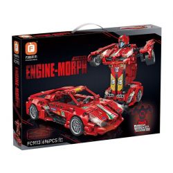 FORANGE FC9113 9113 non  MÀU ĐỎ LÙI XE THẲNG bộ đồ chơi xếp lắp ráp ghép mô hình  ENGINE MORPH Kỹ Thuật Công Nghệ Cao Mô Hình Phương Tiện 696 khối