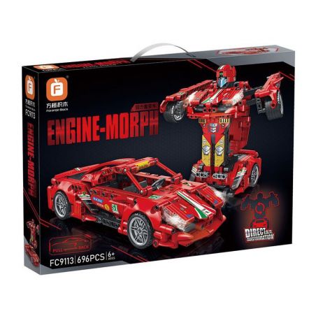 FORANGE FC9113 9113 non  MÀU ĐỎ LÙI XE THẲNG bộ đồ chơi xếp lắp ráp ghép mô hình  ENGINE MORPH Kỹ Thuật Công Nghệ Cao Mô Hình Phương Tiện 696 khối