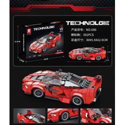 REOBRIX 686 non  FERRARI FXX-K V2 bộ đồ chơi xếp lắp ráp ghép mô hình  Kỹ Thuật Công Nghệ Cao Mô Hình Phương Tiện 392 khối