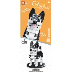 ZHEGAO 00915 non  HUSKY SIBERIA bộ đồ chơi xếp lắp ráp ghép mô hình CUTE PET SIBERIAN HUSKY 217 khối