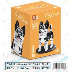 ZHEGAO 00915 non  HUSKY SIBERIA bộ đồ chơi xếp lắp ráp ghép mô hình CUTE PET SIBERIAN HUSKY 217 khối