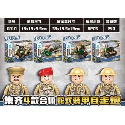 KUYU MOXING 6010 non  4 TỔ HỢP PHÁO TỰ HÀNH BỌC THÉP BÁNH LỐP bộ đồ chơi xếp lắp ráp ghép mô hình BATTLEFIELD FRONT 430 khối