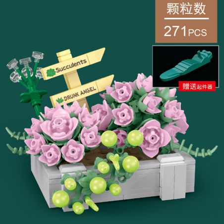 ZUANMA 097A 097B 097C 097D non  MỌNG NƯỚC bộ đồ chơi xếp lắp ráp ghép mô hình Flowers SUCCULENT Hoa 1105 khối
