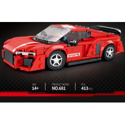 REOBRIX 681 non  AUDI R8 bộ đồ chơi xếp lắp ráp ghép mô hình Speed Champions Racing Cars Đua Xe Công Thức 413 khối