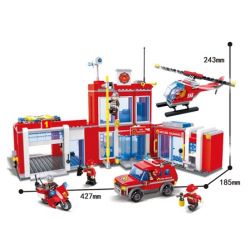 HSANHE 6558 non  SỞ CỨU HỎA bộ đồ chơi xếp lắp ráp ghép mô hình Fire Rescure 807 khối