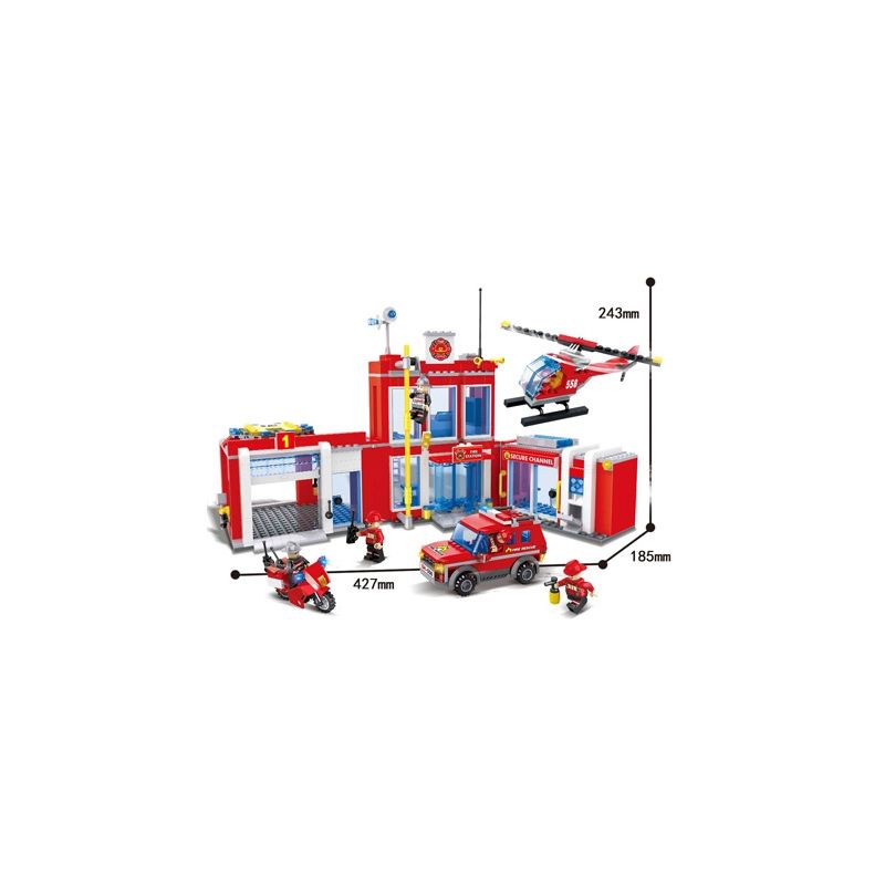 HSANHE 6558 non  SỞ CỨU HỎA bộ đồ chơi xếp lắp ráp ghép mô hình Fire Rescure 807 khối