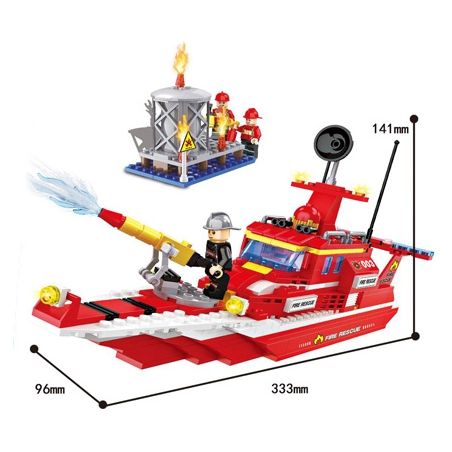 HSANHE 6557 non  THUYỀN CỨU HỎA bộ đồ chơi xếp lắp ráp ghép mô hình City Thành Phố 407 khối