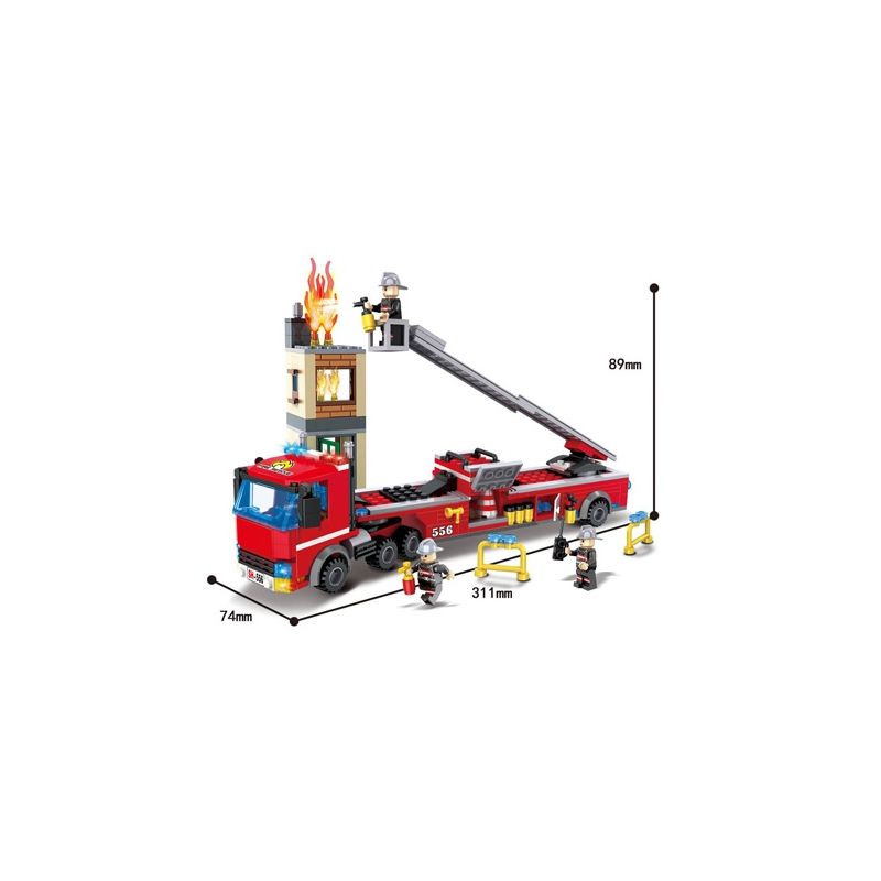 HSANHE CACO 6556 non  TÒA NHÀ LỬA bộ đồ chơi xếp lắp ráp ghép mô hình City FIRE TRUCK Thành Phố 396 khối