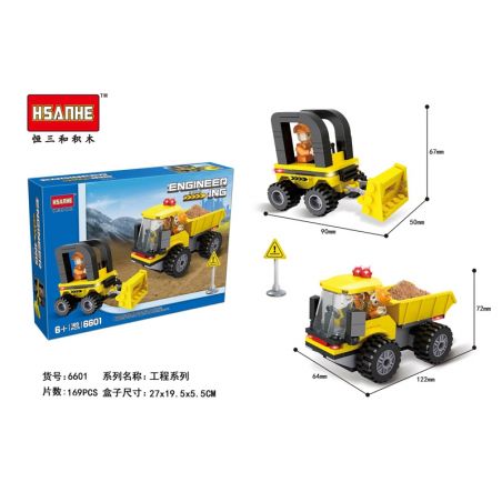 HSANHE CACO 6601 non  KỸ THUẬT XE XÚC LẬT BEN bộ đồ chơi xếp lắp ráp ghép mô hình City ENGINEER Thành Phố 169 khối
