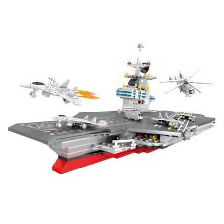 HSANHE CACO 6449 non  TÀU SÂN BAY LỚP FORD bộ đồ chơi xếp lắp ráp ghép mô hình 921 khối