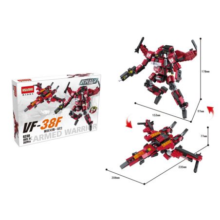 HSANHE CACO 6238 non  CHIẾN BINH MƯA LỬA NỔ VF-38F bộ đồ chơi xếp lắp ráp ghép mô hình ARMED WARRIOR 357 khối
