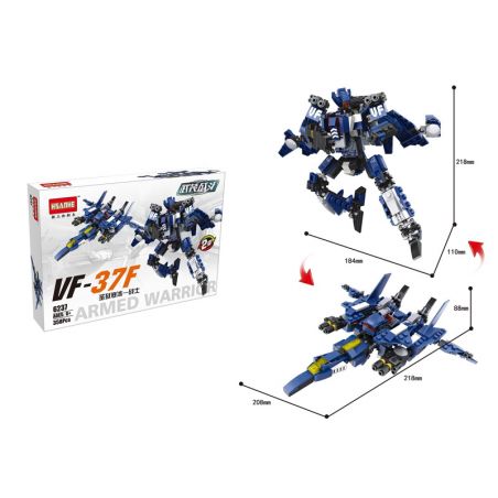 HSANHE CACO 6237 non  CHIẾN ĐẤU VŨ TRANG BINH BĂNG THÁNH VF-37F bộ đồ chơi xếp lắp ráp ghép mô hình ARMED WARRIOR 358 khối