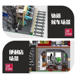 JIESTAR 89154 non  ĐIỂM ĐÓN TẠI SẢNH NHÀ GA bộ đồ chơi xếp lắp ráp ghép mô hình Modular Buildings THE MEETING POINT Mô Hình Nhà Cửa 2720 khối