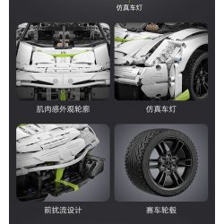 CADA DOUBLEE C61048 61048 non  BÓNG MA THỤY ĐIỂN FANTASMA tỷ lệ 1:8 bộ đồ chơi xếp lắp ráp ghép mô hình FANTASMA SPORTS CAR 4346 khối