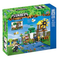 ZHEGAO QL2519 2519 non  NHÀ CỐI XAY GIÓ NƯỚC bộ đồ chơi xếp lắp ráp ghép mô hình Minecraft CUBE WORLD Game Xây Dựng 356 khối