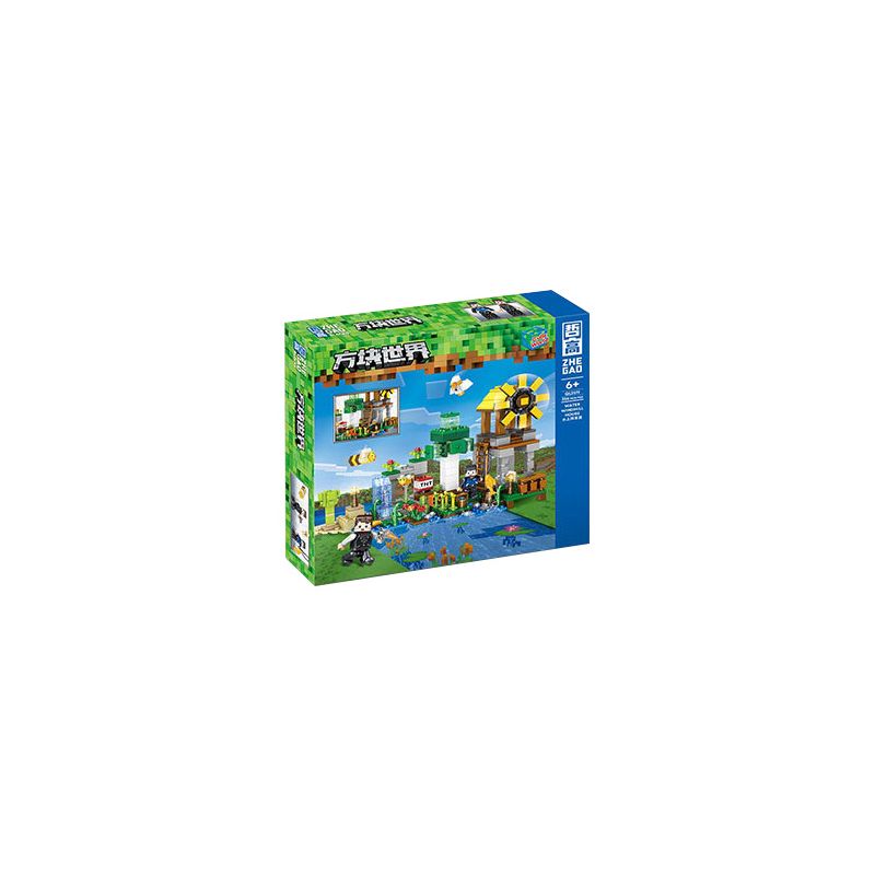 ZHEGAO QL2519 2519 non  NHÀ CỐI XAY GIÓ NƯỚC bộ đồ chơi xếp lắp ráp ghép mô hình Minecraft CUBE WORLD Game Xây Dựng 356 khối