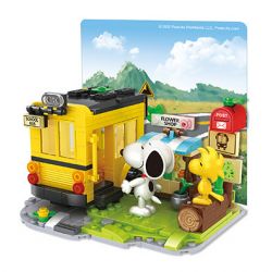 HSANHE CACO S008 non  XE BUÝT CỦA TRƯỜNG bộ đồ chơi xếp lắp ráp ghép mô hình Snoopy PEANUTS SNOOPY Chú Chó 328 khối