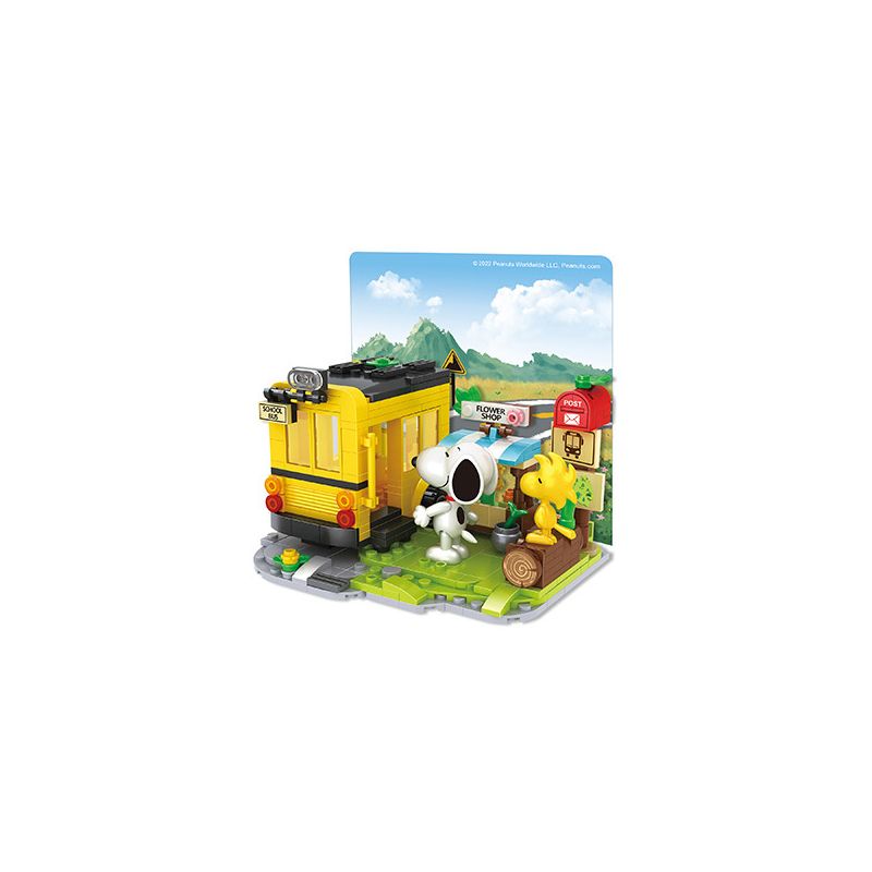 HSANHE CACO S008 non  XE BUÝT CỦA TRƯỜNG bộ đồ chơi xếp lắp ráp ghép mô hình Snoopy PEANUTS SNOOPY Chú Chó 328 khối