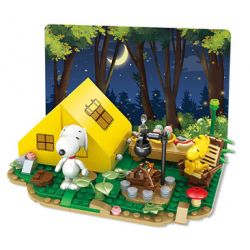 HSANHE CACO S007 non  CẮM TRẠI bộ đồ chơi xếp lắp ráp ghép mô hình Snoopy PEANUTS SNOOPY Chú Chó 318 khối