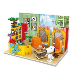 HSANHE CACO S006 non  TIỆM HỚT TÓC bộ đồ chơi xếp lắp ráp ghép mô hình Snoopy PEANUTS SNOOPY Chú Chó 647 khối
