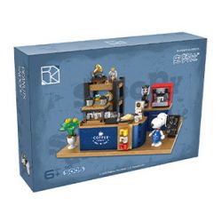 HSANHE CACO S005 non  QUÁN CÀ PHÊ bộ đồ chơi xếp lắp ráp ghép mô hình Snoopy PEANUTS SNOOPY Chú Chó 520 khối