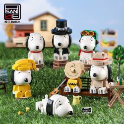 HSANHE CACO S004 non  SNOOPY 7 PHONG CÁCH bộ đồ chơi xếp lắp ráp ghép mô hình Movie & Game PEANUTS SNOOPY Phim Và Trò Chơi