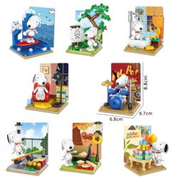 HSANHE CACO S001 non  HỘP BỊT MẮT SNOOPY 8 KIỂU bộ đồ chơi xếp lắp ráp ghép mô hình Movie & Game PEANUTS SNOOPY Phim Và Trò Chơi 705 khối