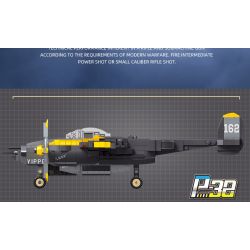 JIESTAR 61046 non  MÁY BAY CHIẾN ĐẤU P-38 tỷ lệ 1:14 bộ đồ chơi xếp lắp ráp ghép mô hình Military Army Quân Sự Bộ Đội 937 khối