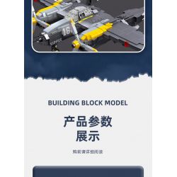 JIESTAR 61046 non  MÁY BAY CHIẾN ĐẤU P-38 tỷ lệ 1:14 bộ đồ chơi xếp lắp ráp ghép mô hình Military Army Quân Sự Bộ Đội 937 khối