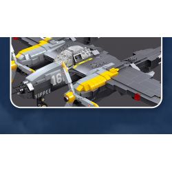 JIESTAR 61046 non  MÁY BAY CHIẾN ĐẤU P-38 tỷ lệ 1:14 bộ đồ chơi xếp lắp ráp ghép mô hình Military Army Quân Sự Bộ Đội 937 khối