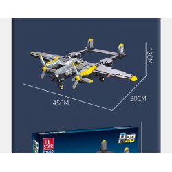 JIESTAR 61046 non  MÁY BAY CHIẾN ĐẤU P-38 tỷ lệ 1:14 bộ đồ chơi xếp lắp ráp ghép mô hình Military Army Quân Sự Bộ Đội 937 khối