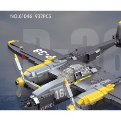 JIESTAR 61046 non  MÁY BAY CHIẾN ĐẤU P-38 tỷ lệ 1:14 bộ đồ chơi xếp lắp ráp ghép mô hình Military Army Quân Sự Bộ Đội 937 khối