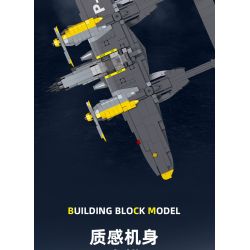 JIESTAR 61046 non  MÁY BAY CHIẾN ĐẤU P-38 tỷ lệ 1:14 bộ đồ chơi xếp lắp ráp ghép mô hình Military Army Quân Sự Bộ Đội 937 khối