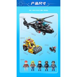 GUDI 10205 non  ĐUỔI DIỀU HÂU ĐEN bộ đồ chơi xếp lắp ráp ghép mô hình Police LIVIN'CITY Cảnh Sát 660 khối