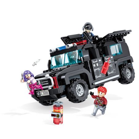 GUDI 10203 non  CUỘC TẤN CÔNG HUMVEE bộ đồ chơi xếp lắp ráp ghép mô hình Police LIVIN'CITY Cảnh Sát 356 khối