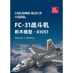 JIESTAR 61051 non  TIÊM KÍCH TÀNG HÌNH J-31 tỷ lệ 1:14 bộ đồ chơi xếp lắp ráp ghép mô hình Military Army FC-31 Quân Sự Bộ Đội 1691 khối