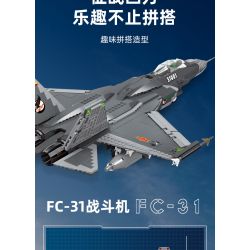JIESTAR 61051 non  TIÊM KÍCH TÀNG HÌNH J-31 tỷ lệ 1:14 bộ đồ chơi xếp lắp ráp ghép mô hình Military Army FC-31 Quân Sự Bộ Đội 1691 khối