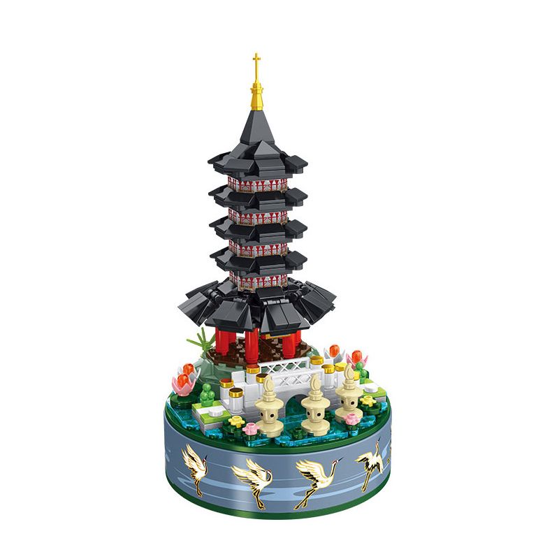 PanlosBrick 656020 Panlos Brick 656020 non  HỒ TÂY NGOẠN MỤC bộ đồ chơi xếp lắp ráp ghép mô hình Creator CREATIVE MUSIC BOX WEST LAKE SCENERY Sáng Tạo 445 khối