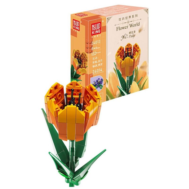 MouldKing 24013 Mould King 24013 non  HOA TULIP bộ đồ chơi xếp lắp ráp ghép mô hình Flowers FLOWER WORLD TULIP 132 khối