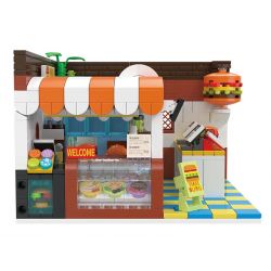 ZHEGAO DZ6028 6028 non  CỬA HÀNG BÁNH MÌ KẸP THỊT bộ đồ chơi xếp lắp ráp ghép mô hình Girl BURGER JOINT Con Gái 652 khối