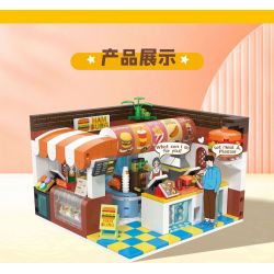 ZHEGAO DZ6028 6028 non  CỬA HÀNG BÁNH MÌ KẸP THỊT bộ đồ chơi xếp lắp ráp ghép mô hình Girl BURGER JOINT Con Gái 652 khối