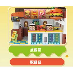 ZHEGAO DZ6028 6028 non  CỬA HÀNG BÁNH MÌ KẸP THỊT bộ đồ chơi xếp lắp ráp ghép mô hình Girl BURGER JOINT Con Gái 652 khối