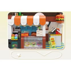 ZHEGAO DZ6028 6028 non  CỬA HÀNG BÁNH MÌ KẸP THỊT bộ đồ chơi xếp lắp ráp ghép mô hình Girl BURGER JOINT Con Gái 652 khối